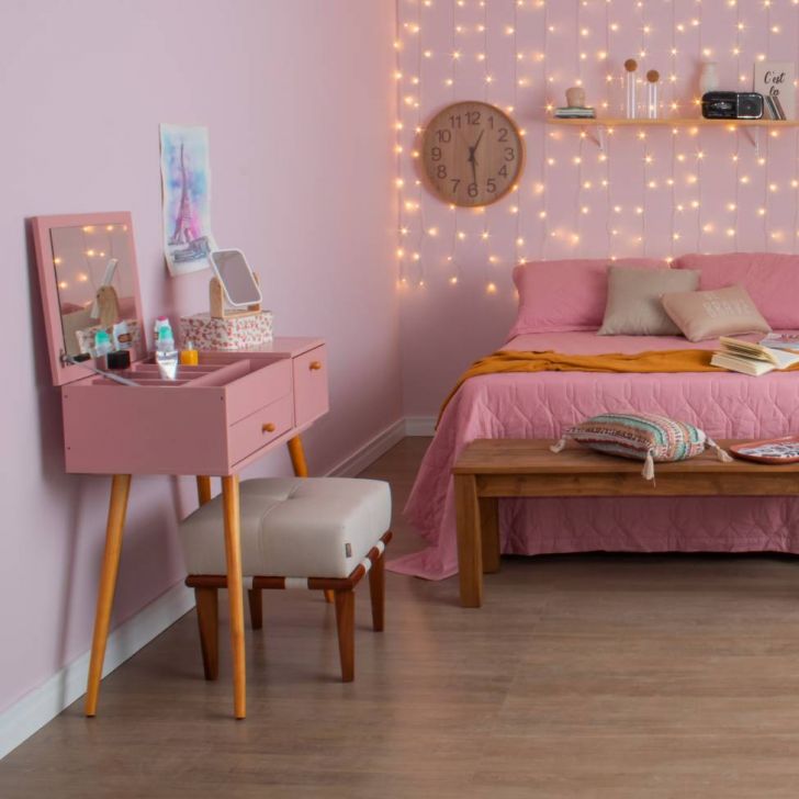 [OUTLET] Penteadeira com Espelho Cristal Rosé