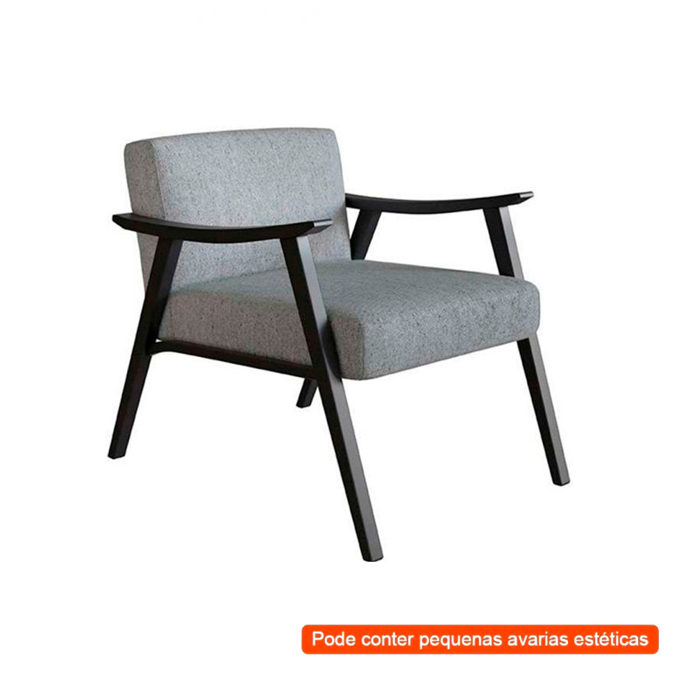 [OUTLET] Poltrona Ravena Algodão Cinza e Preta