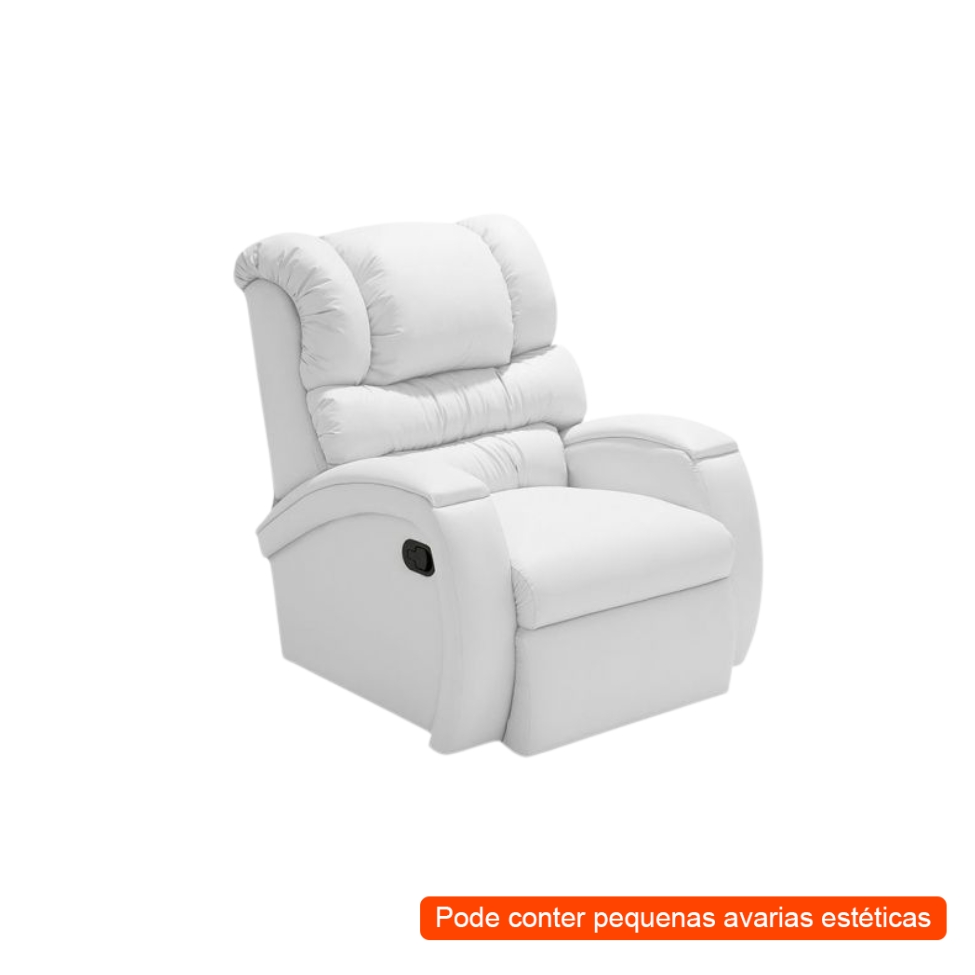 [OUTLET] Poltrona Reclinável Imperial Zero Wall Revestimento Sintético Branca