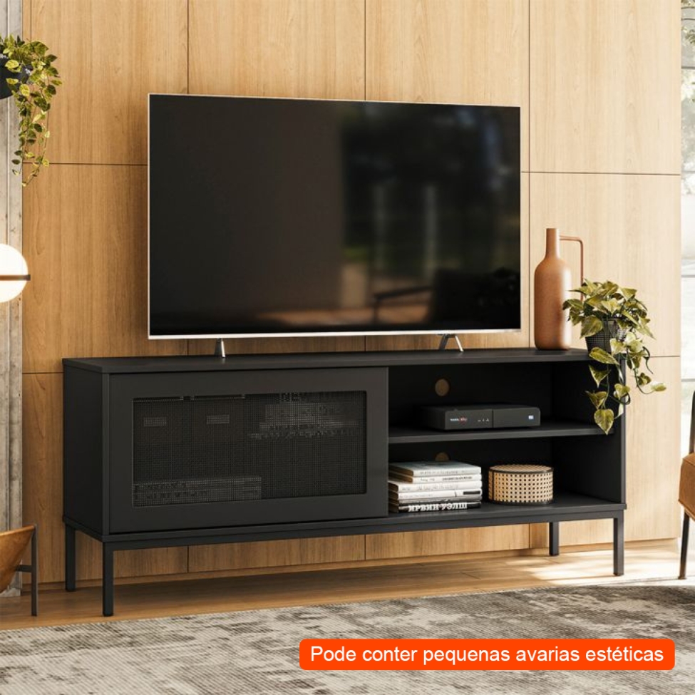 [OUTLET] Rack Industrial Buriti 1 PT Preto 135 cm