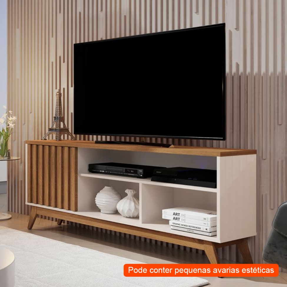 [OUTLET] Rack Malbec 1 PT Off White e Freijó 136 cm