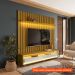 [OUTLET] Rack com Painel Ripado até 70 Polegadas Sintra com LED 2 GV Cedro e Off White Alt 218 Larg 177 cm