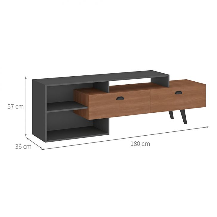[OUTLET] Rack para TV até 60 Polegadas Sunset 2 PT Manchester e Grafite 180 cm