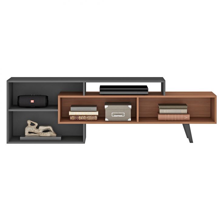 [OUTLET] Rack para TV até 60 Polegadas Sunset 2 PT Manchester e Grafite 180 cm