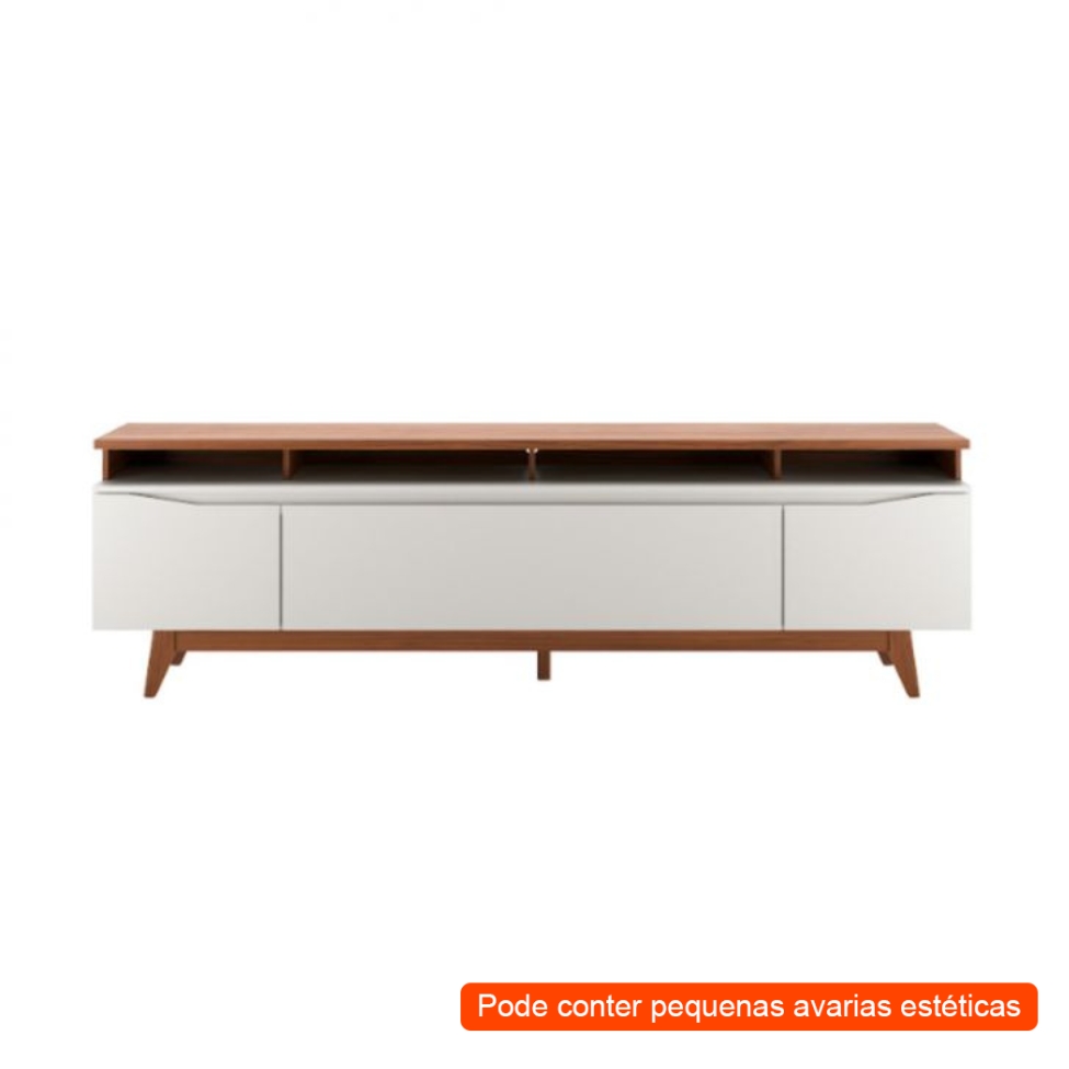 [OUTLET] Rack para TV até 75 Polegadas Flynt 3 PT Off White e Canela 220 cm