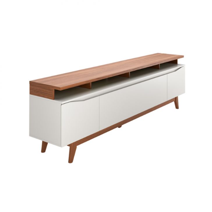 [OUTLET] Rack para TV até 75 Polegadas Flynt 3 PT Off White e Canela 220 cm