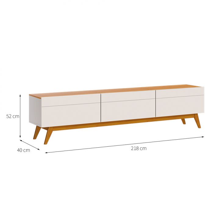 [OUTLET] Rack para TV até 85 Polegadas Mazza 3 Gavetas Branco e Cedro