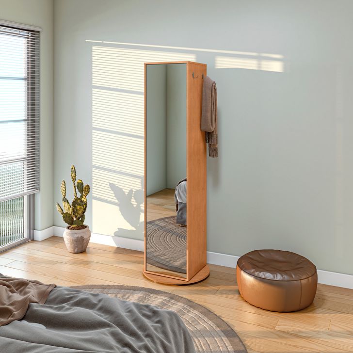 [OUTLET] Sapateira com Espelho Esthela 1 Porta Amêndoa