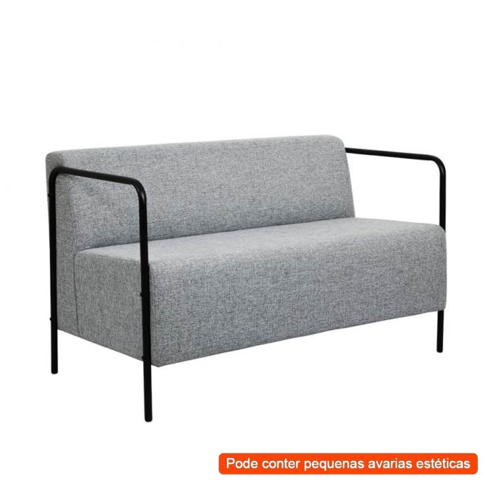[OUTLET] Sofá 2 Lugares Lino Linho Cinza
