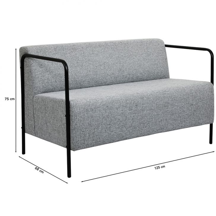 [OUTLET] Sofá 2 Lugares Lino Linho Cinza