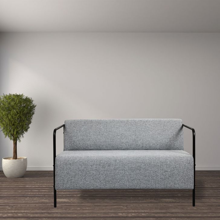[OUTLET] Sofá 2 Lugares Lino Linho Cinza