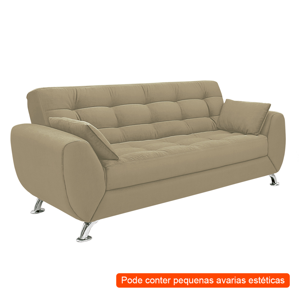 [OUTLET] Sofá 3 Lugares Larissa II Suede Bege