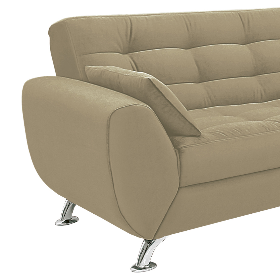 [OUTLET] Sofá 3 Lugares Larissa II Suede Bege