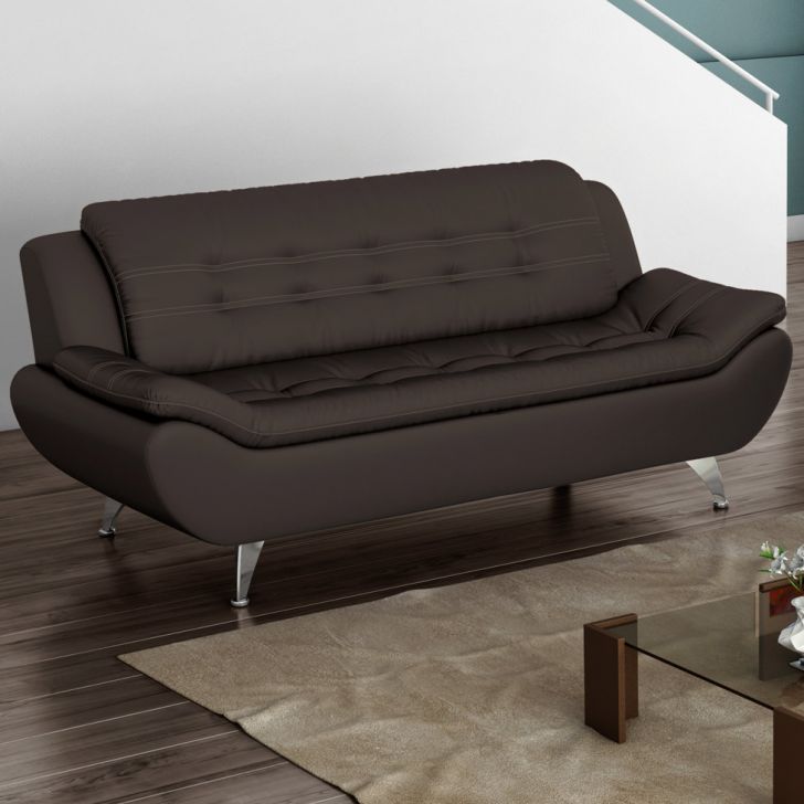 [OUTLET] Sofá 3 Lugares New Passion Couro Sintético Café