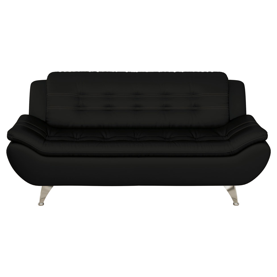 [OUTLET] Sofá 3 Lugares New Passion Couro Sintético Preto