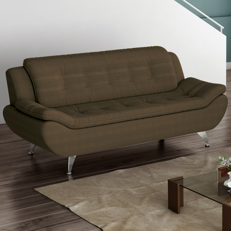[OUTLET] Sofá 3 Lugares New Passion Suede Café