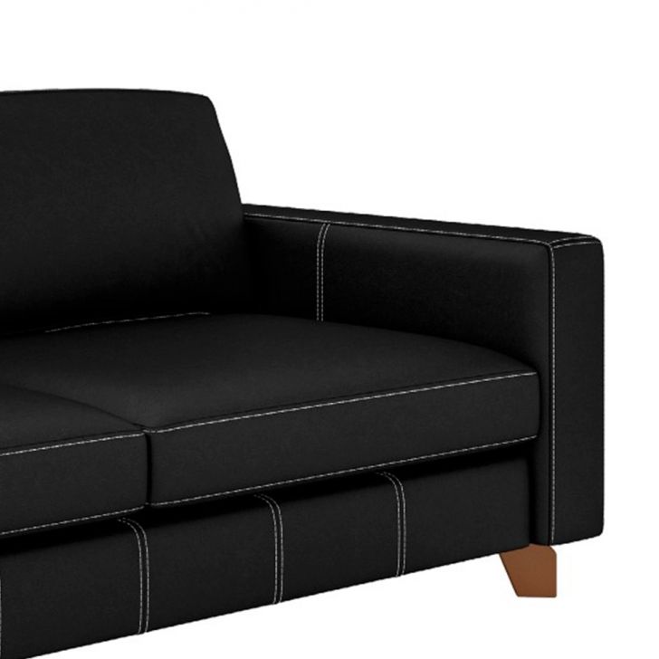[OUTLET] Sofá 3 Lugares Rússia Couro Preto 240 cm