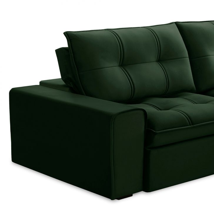 [OUTLET] Sofá 3 Lugares Retrátil e Reclinável Argos Veludo Verde