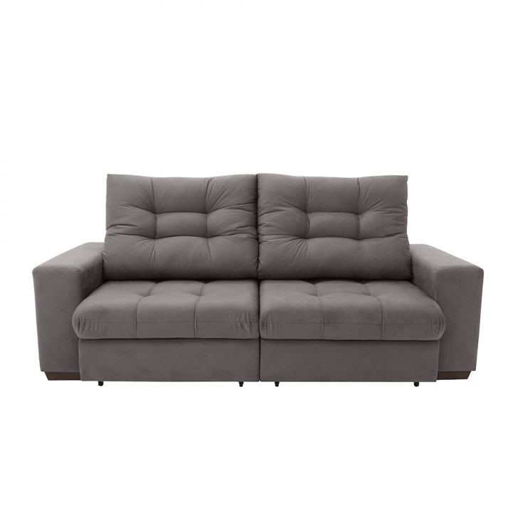 [OUTLET] Sofá 3 Lugares Retrátil e Reclinável Biarritz Suede Castanho