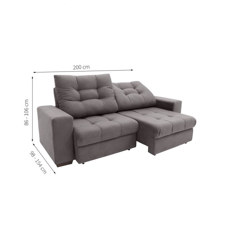 [OUTLET] Sofá 3 Lugares Retrátil e Reclinável Biarritz Suede Castanho