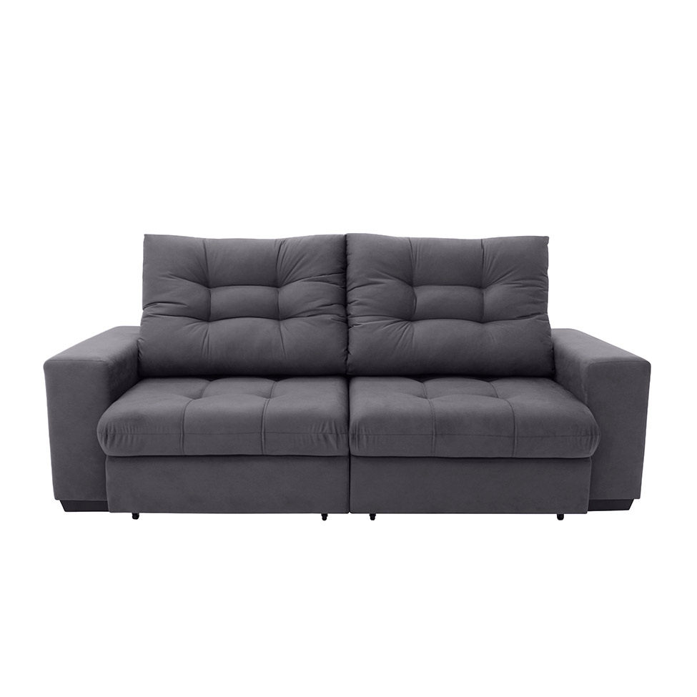 [OUTLET] Sofá 3 Lugares Retrátil e Reclinável Biarritz Suede Grafite