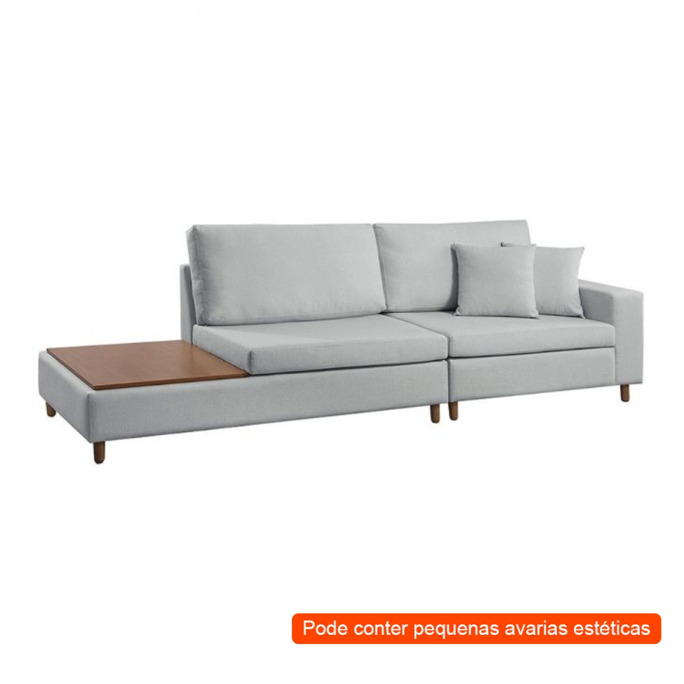 [OUTLET] Sofá 3 Lugares com Apoio Lateral Paineiras Linho Cinza