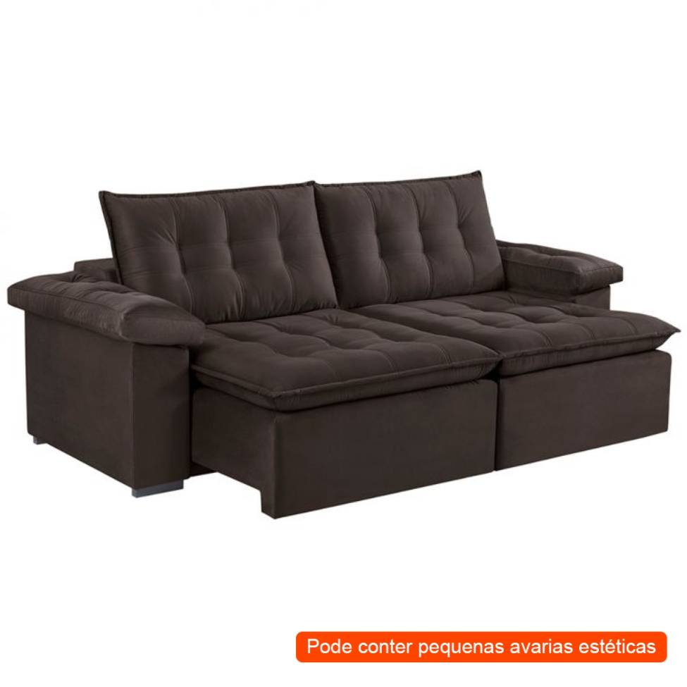 [OUTLET] Sofá 4 Lugares Retrátil Itaguaí Prime Veludo Marrom Escuro