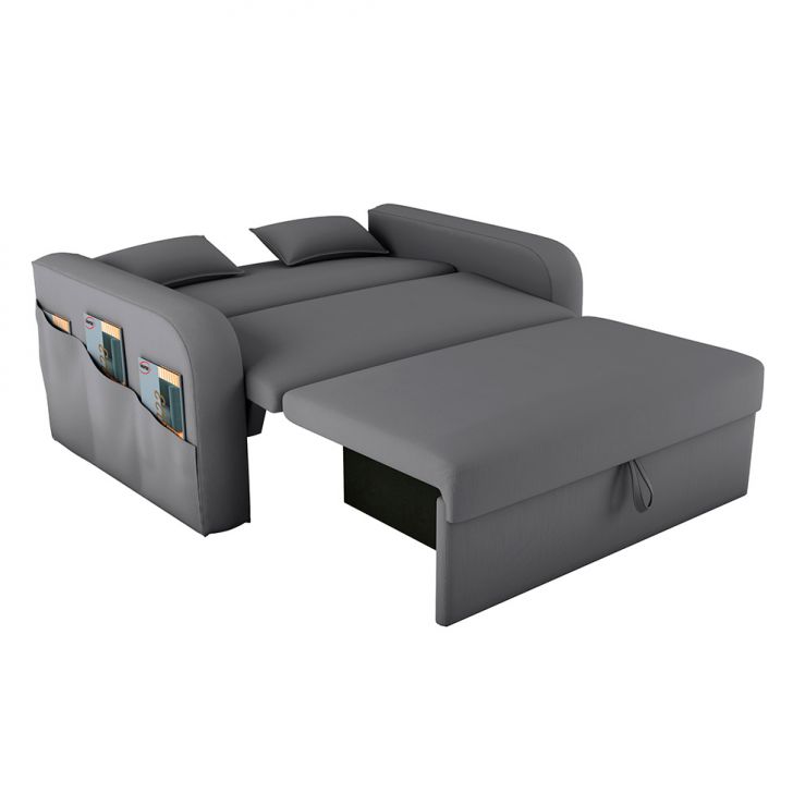 [OUTLET] Sofá-Cama Casal 2 Lugares Lady Dai com Baú Suede Cinza