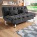 [OUTLET] Sofá-Cama Casal 3 Lugares Amanda Suede com Almofadas Cinza