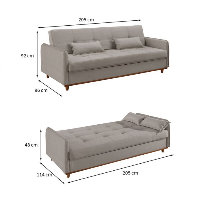 [OUTLET] Sofá-Cama Casal 3 Lugares Ipanema com Baú Linho Bege