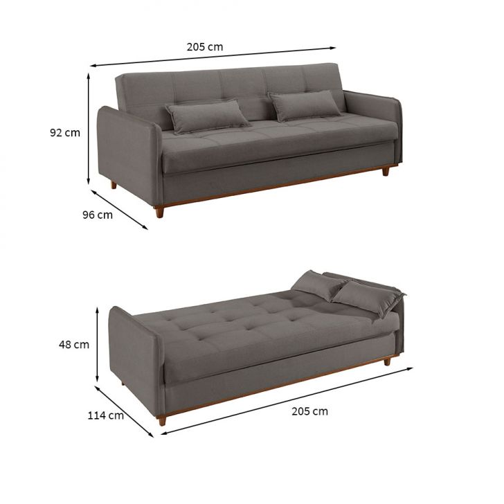 [OUTLET] Sofá-Cama Casal 3 Lugares Ipanema com Baú Linho Cinza