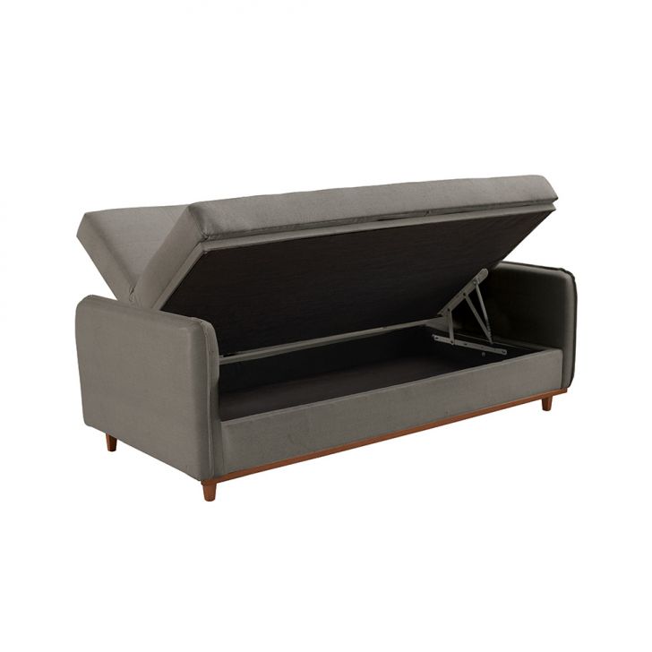 [OUTLET] Sofá-Cama Casal 3 Lugares Ipanema com Baú Linho Cinza