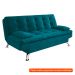 [OUTLET] Sofá-Cama Casal 3 Lugares Premium A2 Suede Azul Turquesa