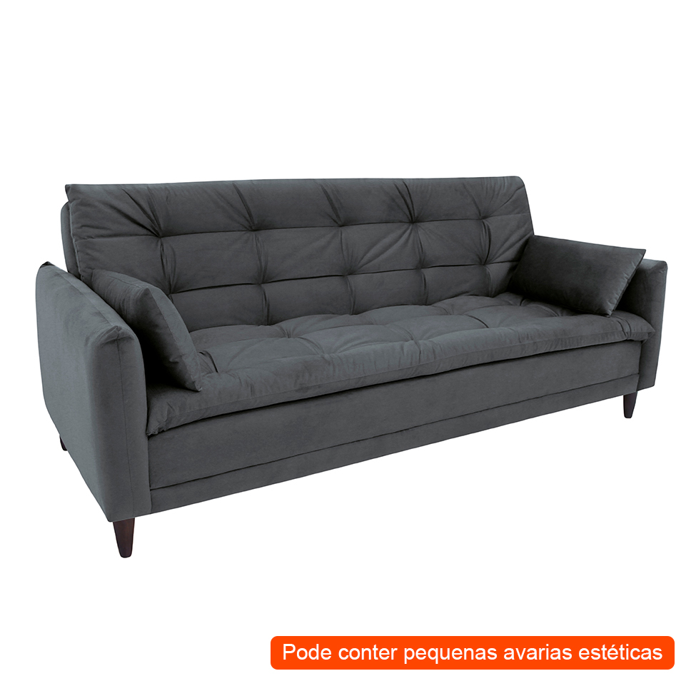 [OUTLET] Sofá-Cama Casal 3 Lugares Sofia Suede Grafite