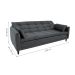 [OUTLET] Sofá-Cama Casal 3 Lugares Sofia Suede Grafite
