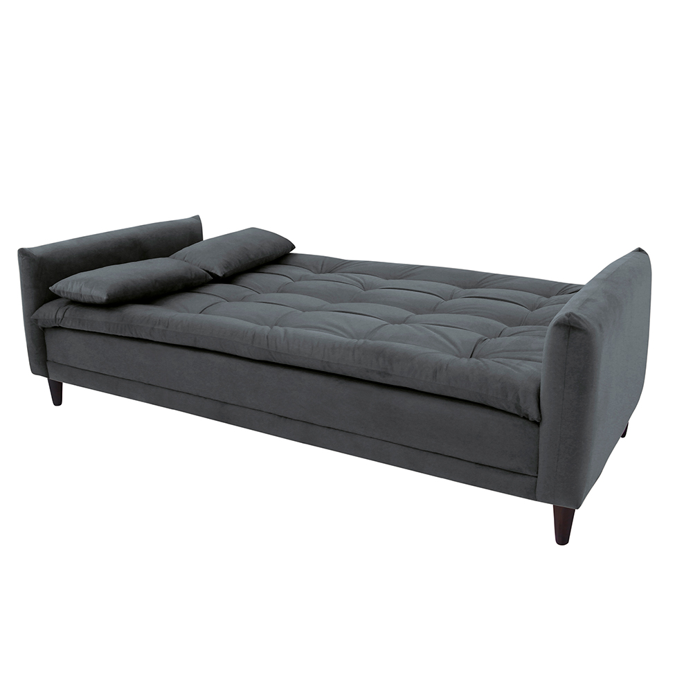 [OUTLET] Sofá-Cama Casal 3 Lugares Sofia Suede Grafite