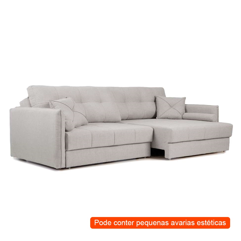 [OUTLET] Sofá-Cama Casal Sem Caixa 3 Lugares Prime Linho Cinza 230 cm