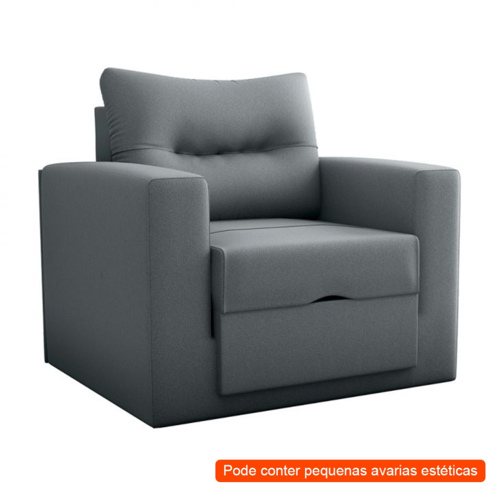 [OUTLET] Sofá-Cama Solteiro Marisol Suede Cinza