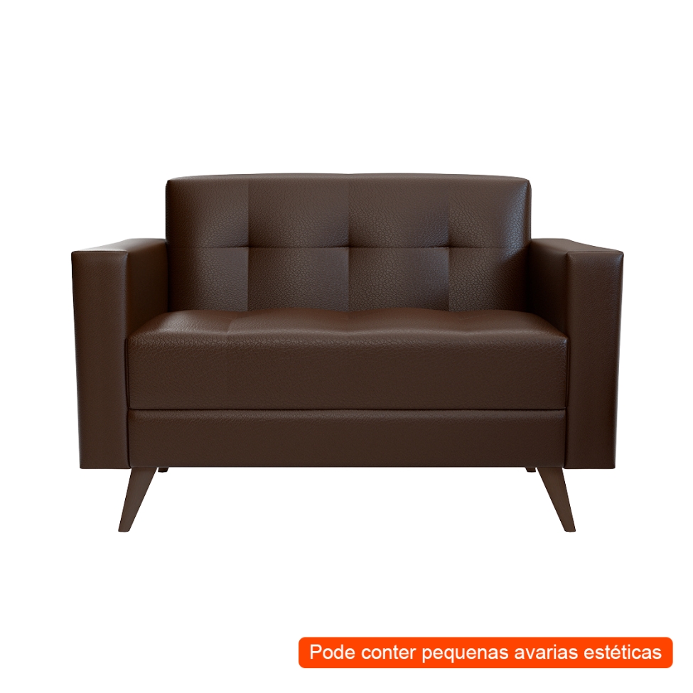 [OUTLET] Sofá para Escritório e Recepção 2 Lugares Vitrola Revestimento Sintético Café