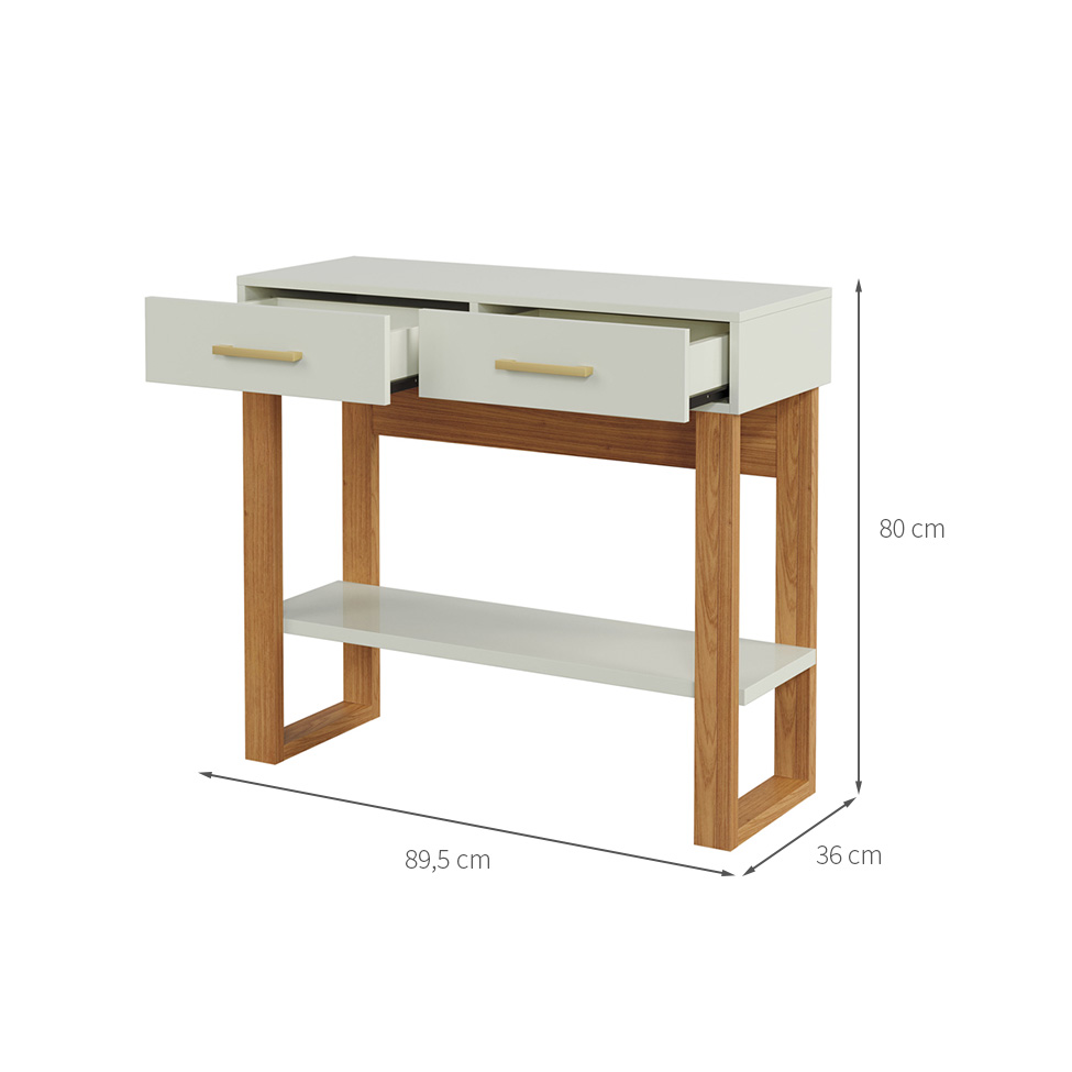Aparador Emily 100% MDF 2 Gavetas Off White e Freijó