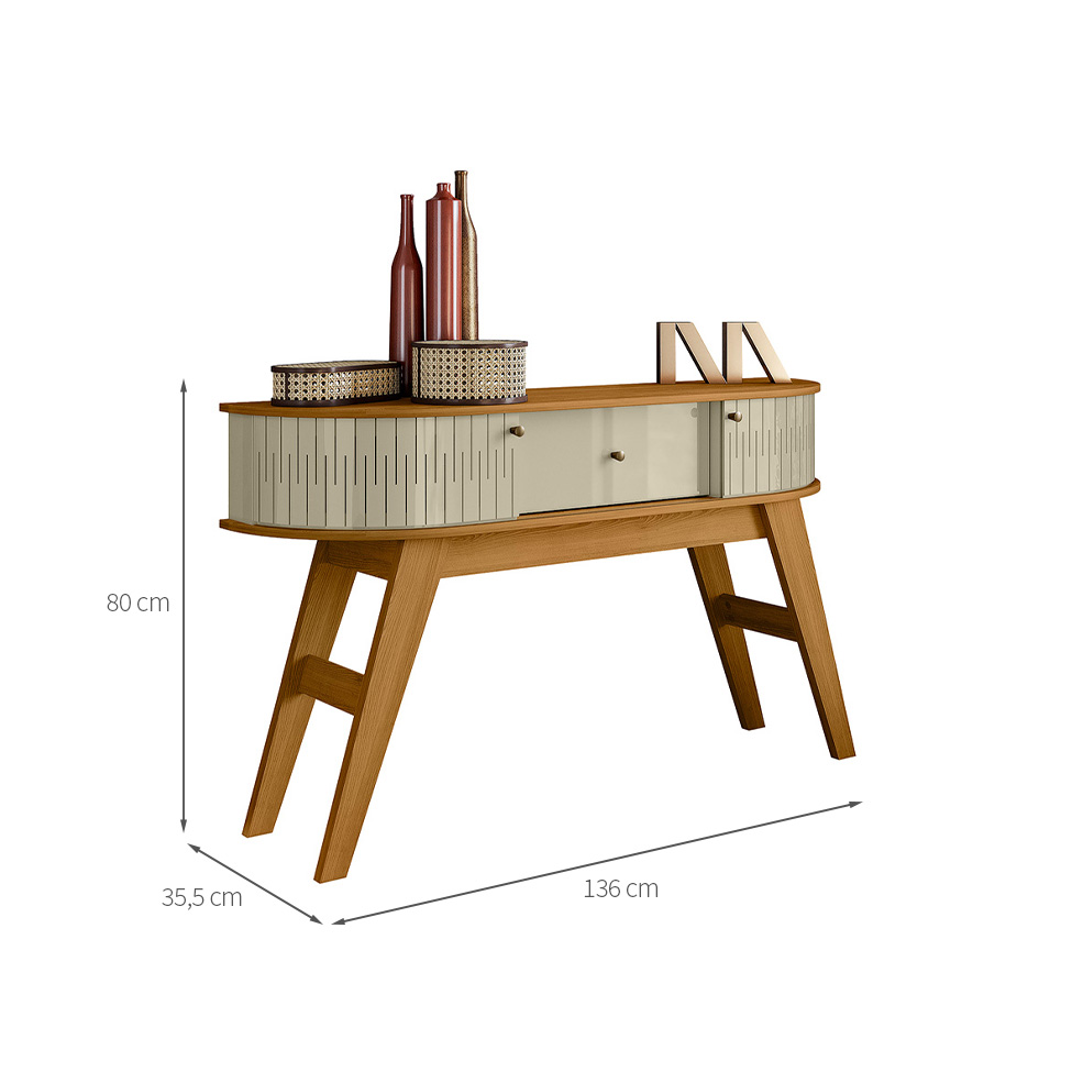 Aparador Estoril 1 Porta 2 Gavetas Cumaru e Opala