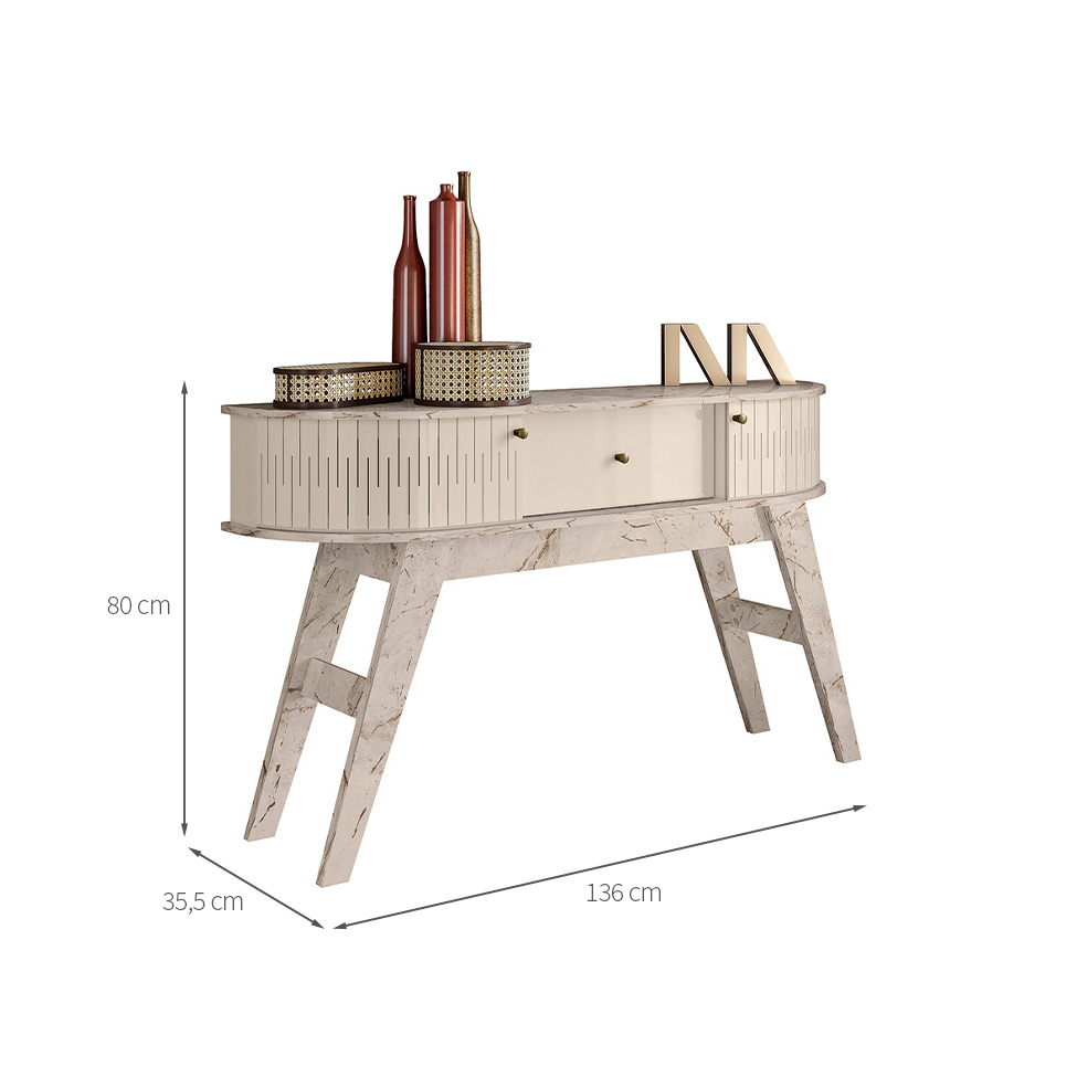 Aparador Estoril 1 Porta 2 Gavetas Off White e Calacata