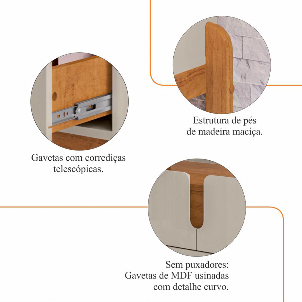 Aparador Lizz 2 GV Off White e Cedro