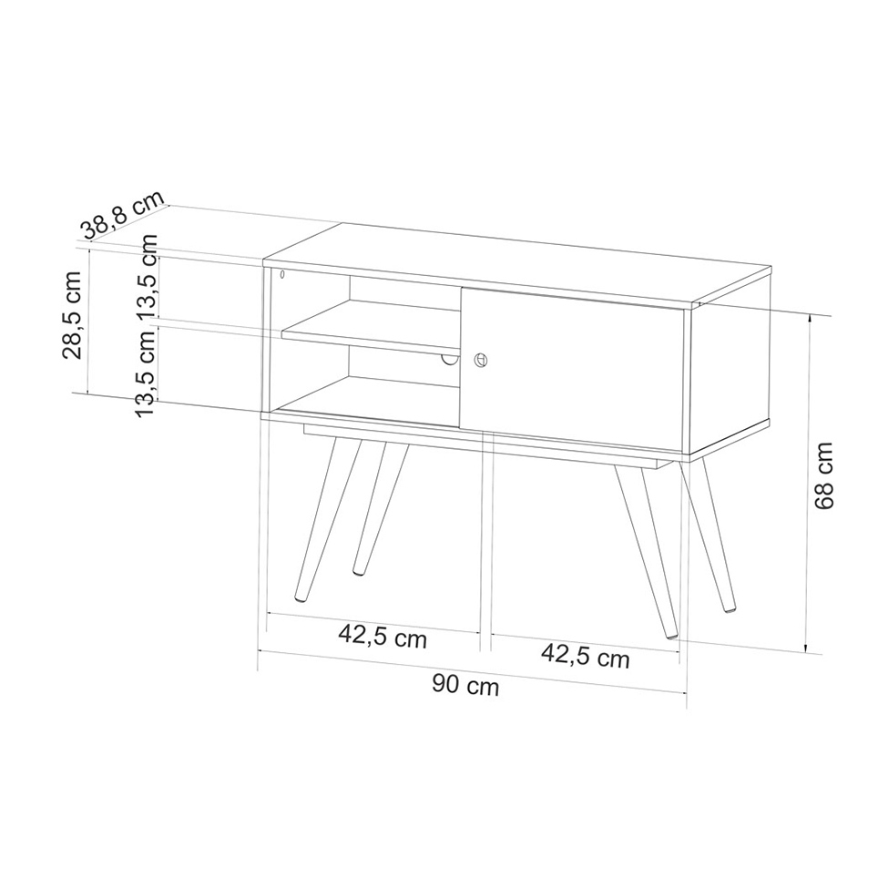 Aparador Retrô Hanau Branco 90 cm