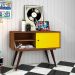 Aparador Retrô Hanau Rustik Carvalho e Amarelo 90 cm