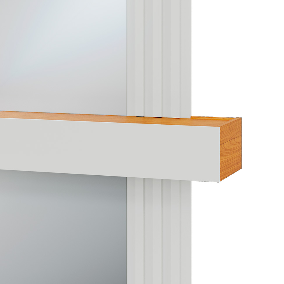 Aparador Suspenso com Espelho Ember 100% MDF 1 Gaveta Off White e Freijó