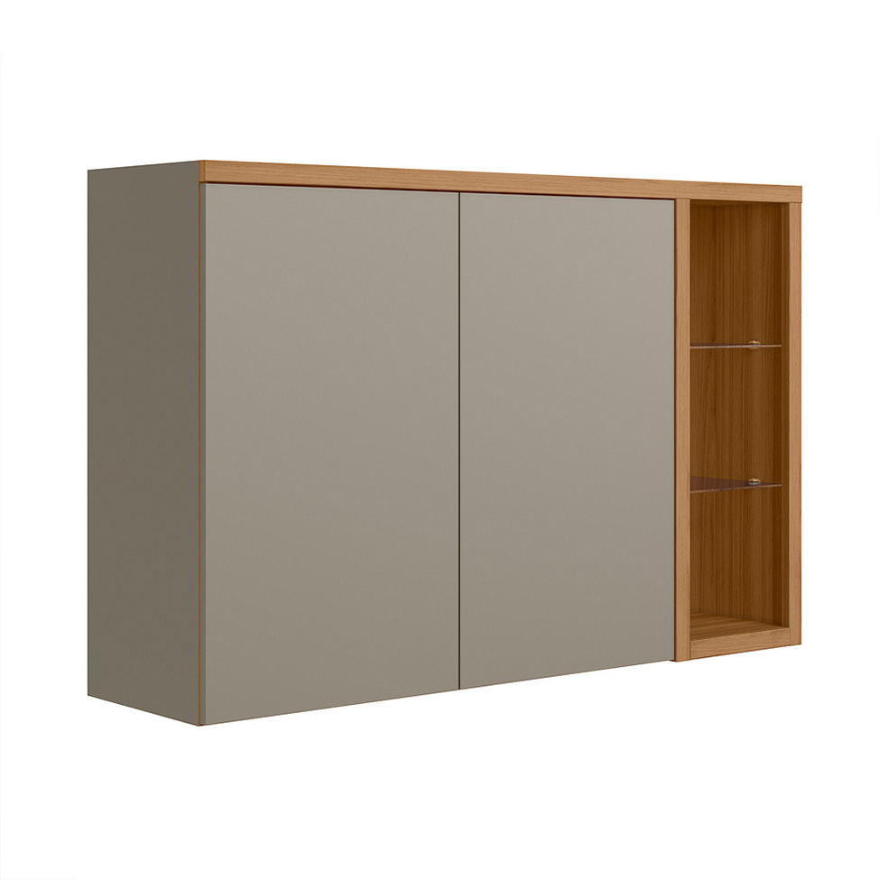 Armário Aéreo Allure 2 Portas Gris e Jequitibá 120 cm