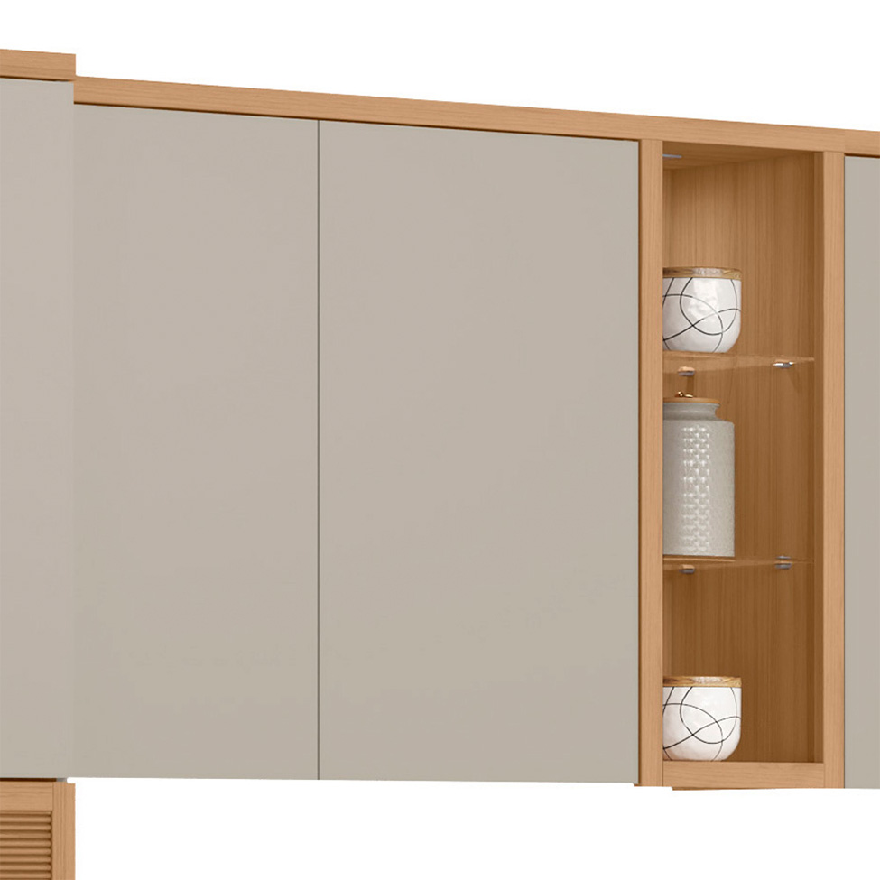 Armário Aéreo Allure 2 Portas Gris e Jequitibá 120 cm