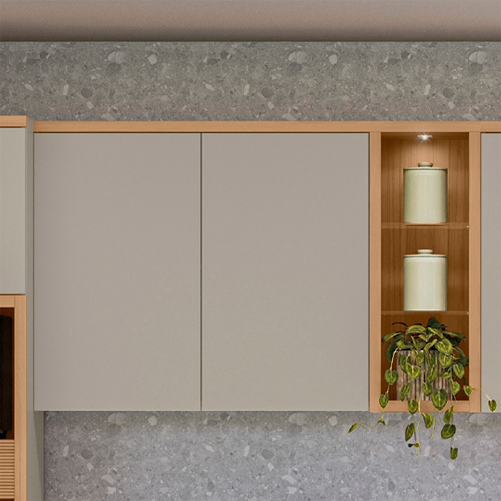 Armário Aéreo Allure 2 Portas Gris e Jequitibá 120 cm