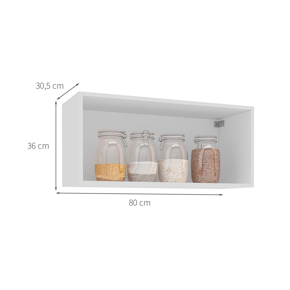 Armário Aéreo Amara 1 Porta Creme e Branco